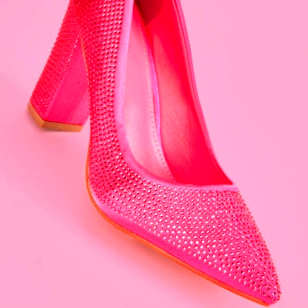 Beautiful Pink Crystal Court Heels